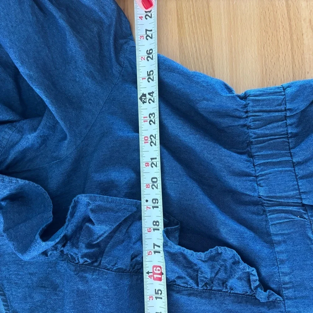 Eloquii Elements Women's Plus Size 22 Denim Jumpsuit Ruffles Short Sleeve Trendy - Picture 7 of 9